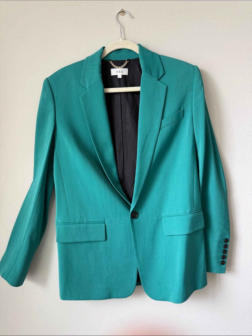 A.L.C. Teal Single-Button Notch-Lapel Blazer
